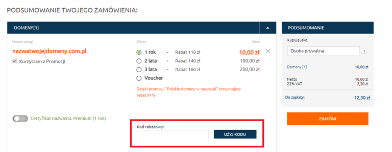 kod rabatowy nazwa.pl gdzie wpisać